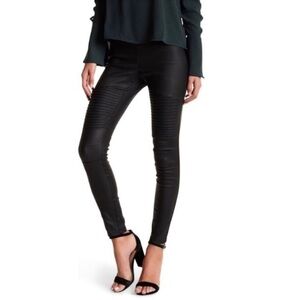 ooberswank Women’s Black Moto Pants Wax Coated Faux Leather M Leggings Stretch